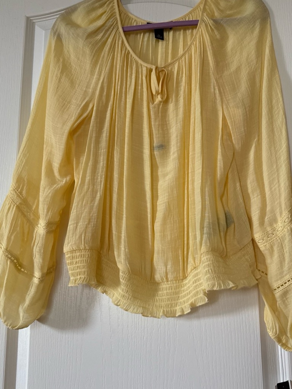BCX Pale Yellow Peasant Blouse - Women's Top